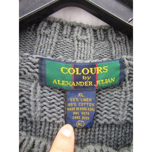 VINTAGE Colours Alexander Julian Sweater XL Linen Blend Pullover 90s - Picture 8 of 9